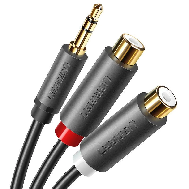 UGREEN 3.5 mm į 2xRCA adapteris su paauksuotomis jungtimis