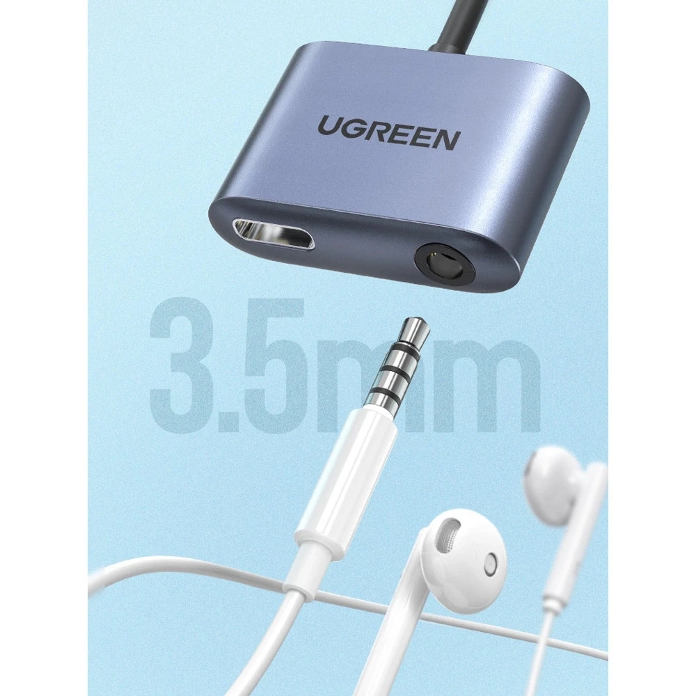 UGREEN CM231 garso adapteris USB-C prie mini lizdo 3.5 mm (pilka)