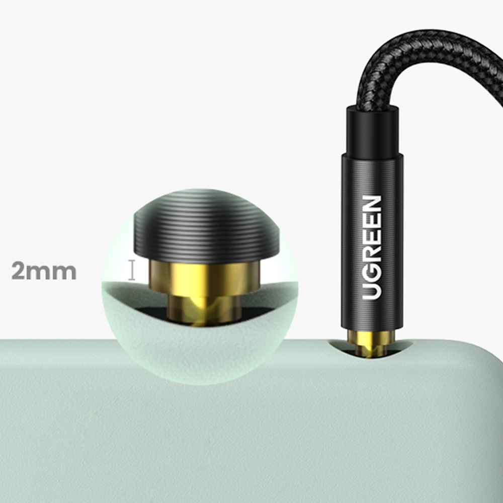 UGREEN mini lizdas 3.5mm AUX kabelis 2m - Mėlynas