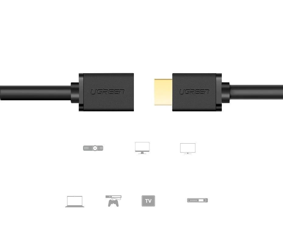 HDMI kištukas - HDMI lizdas kabelis UGREEN HD107 FullHD 3D 0.5m