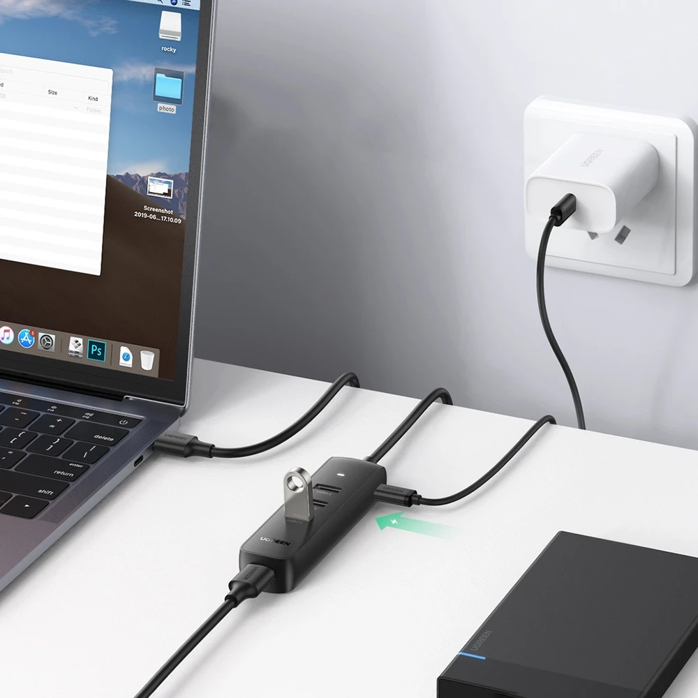 Adapteris UGREEN CM416 4in1 USB į 4x USB 1m (juodas)
