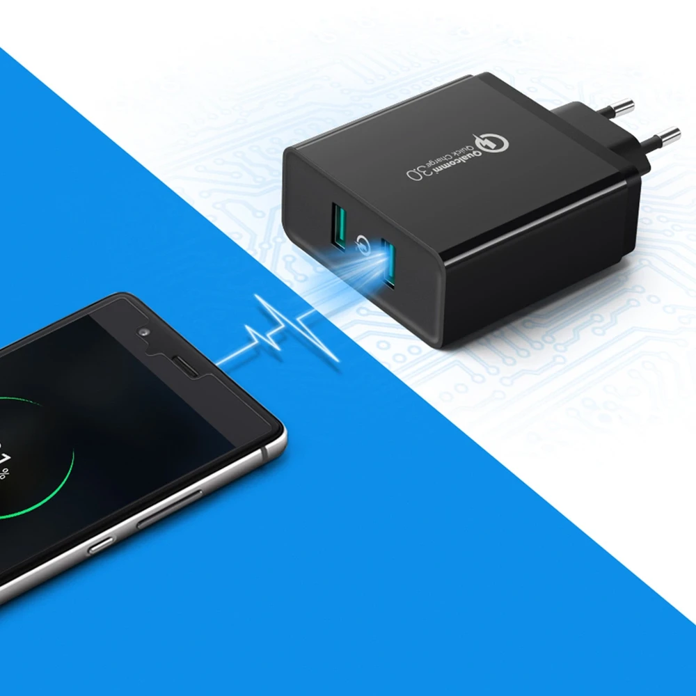Greitas įkroviklis UGREEN, 2xUSB-A, 18W, PD 3.0 EU (juodas)