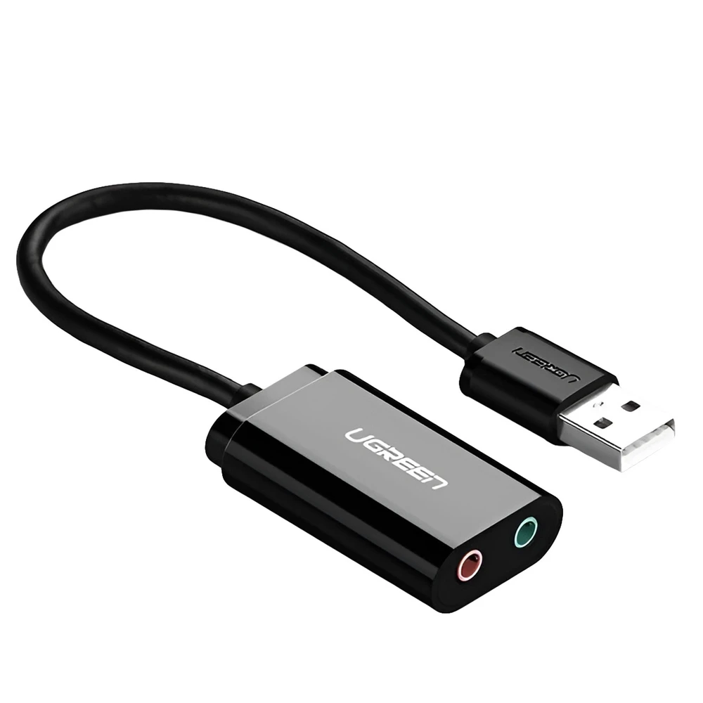 Išorinė USB garso plokštė UGREEN 15cm (juoda)