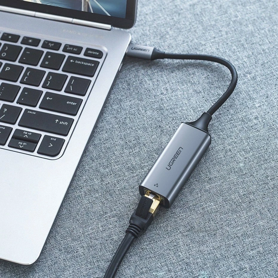 UGREEN adapteris su USB-C - RJ45 jungtimis, Gigabit Ethernet (pilkas)