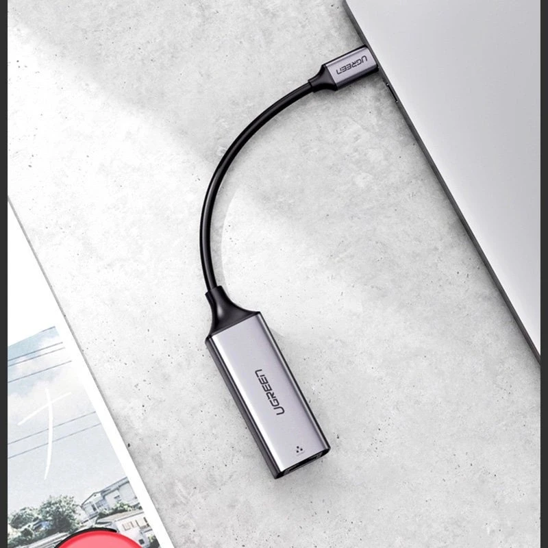 UGREEN adapteris su USB-C - RJ45 jungtimis, Gigabit Ethernet (pilkas)