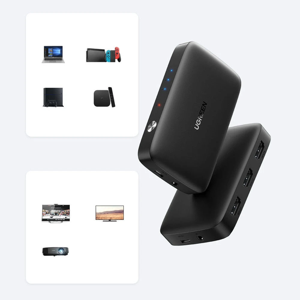 UGREEN šakotuvas CM332 3in1 HDMI 1.4 4K 30 Hz - Juodas