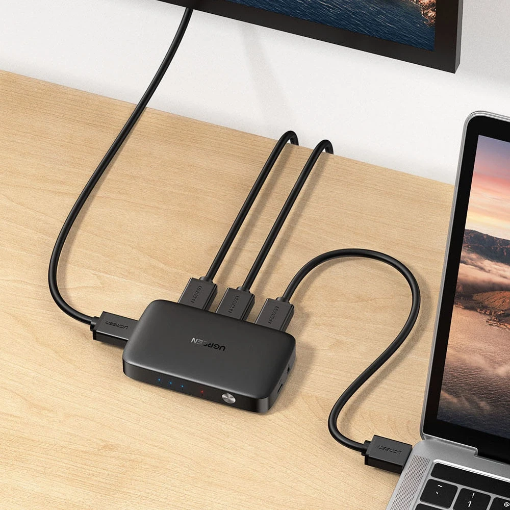 UGREEN šakotuvas CM332 3in1 HDMI 1.4 4K 30 Hz - Juodas