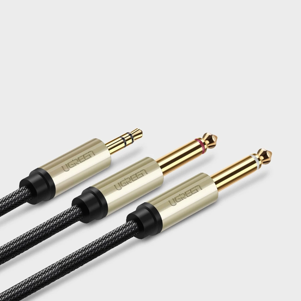 UGREEN AV126 3.5mm - 2x TRS 6.35mm laidas 1m pilkas
