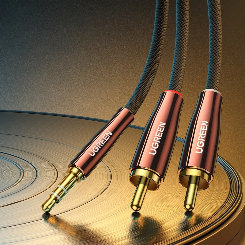 UGREEN AV170 kabelis 2x RCA Cinch kištukai - 3.5mm kištukas 2m