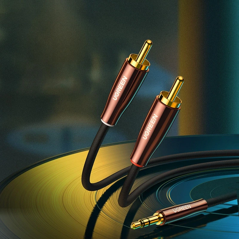 UGREEN AV170 kabelis 2x RCA Cinch kištukai - 3.5mm kištukas 2m