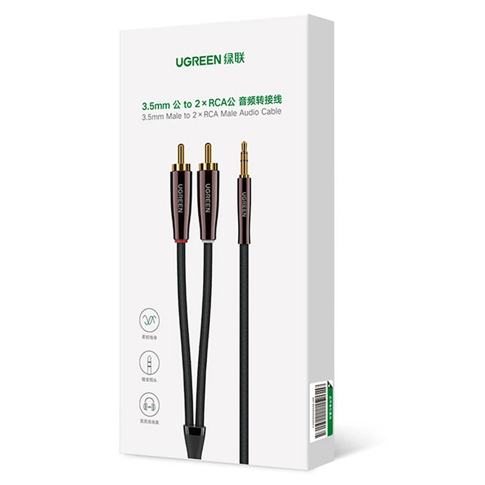 UGREEN AV170 kabelis 2x RCA Cinch kištukai - 3.5mm kištukas 2m