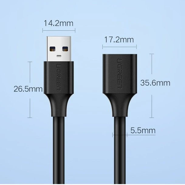 UGREEN USB 3.0 prailginimo laidas 1.5 m - Juodas