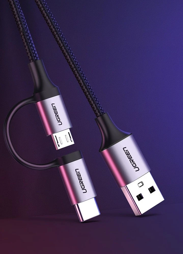 UGREEN Type-C/MicroUSB kabelis QC 3.0 1m