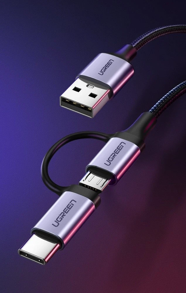 UGREEN Type-C/MicroUSB kabelis QC 3.0 1m