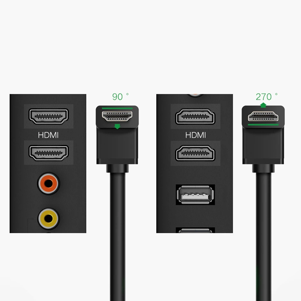 UGREEN HD103 kabelis HDMI - HDMI kampinis, 4K, 2 m (juodas)