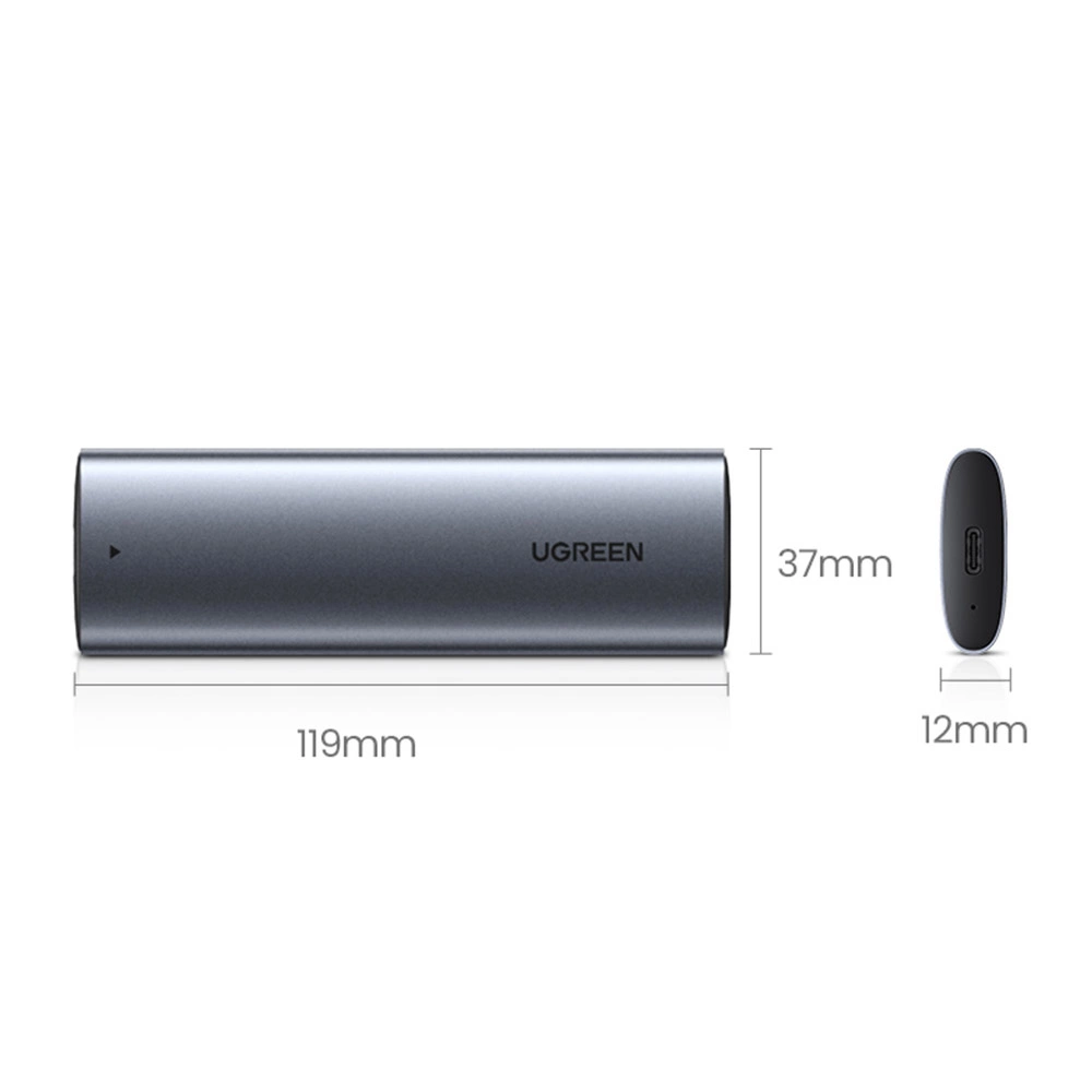 Ugreen Išorinis korpusas SSD M.2 NGFF SATA 3.0 5Gbps (USB-C lizdas), pilkas