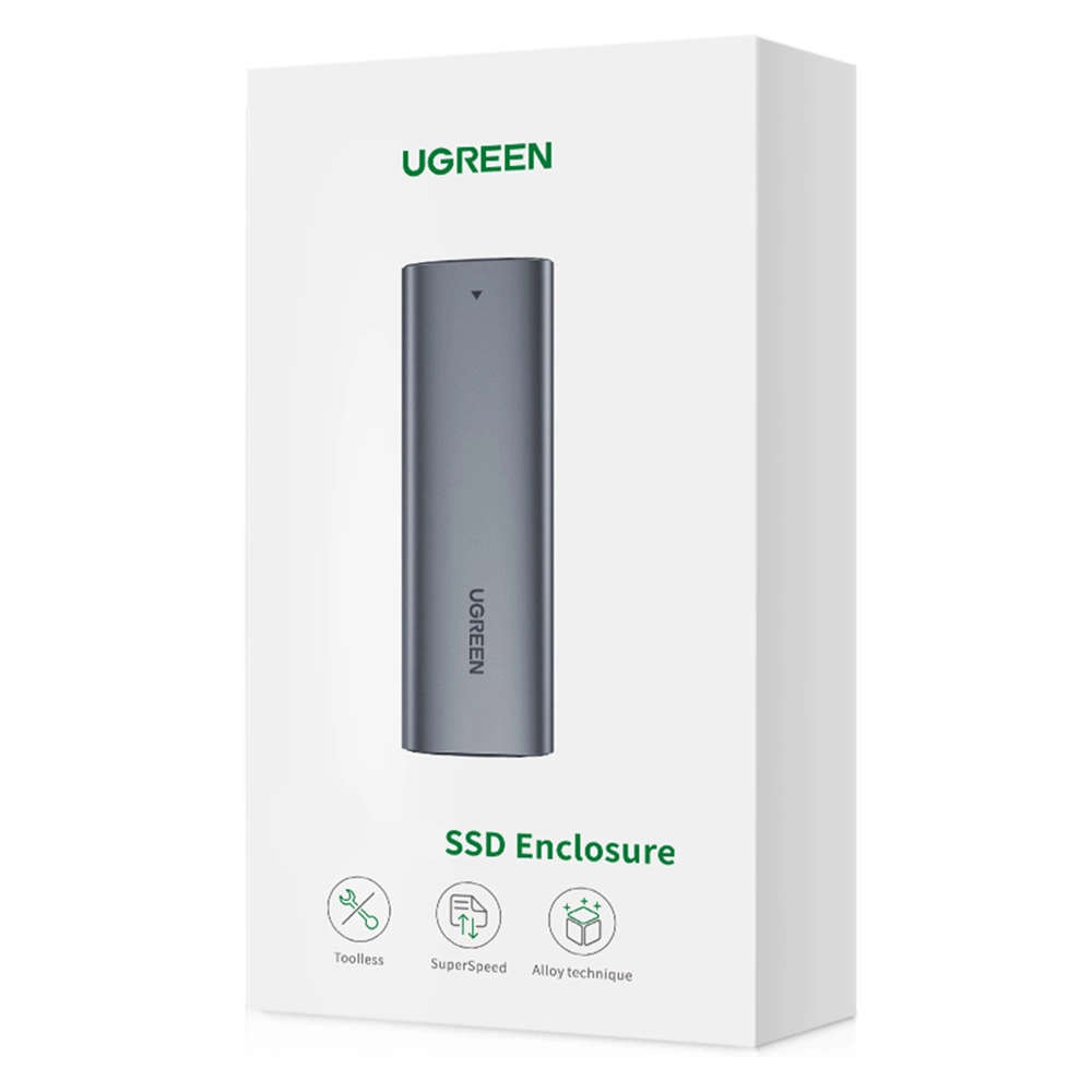 Ugreen Išorinis korpusas SSD M.2 NGFF SATA 3.0 5Gbps (USB-C lizdas), pilkas