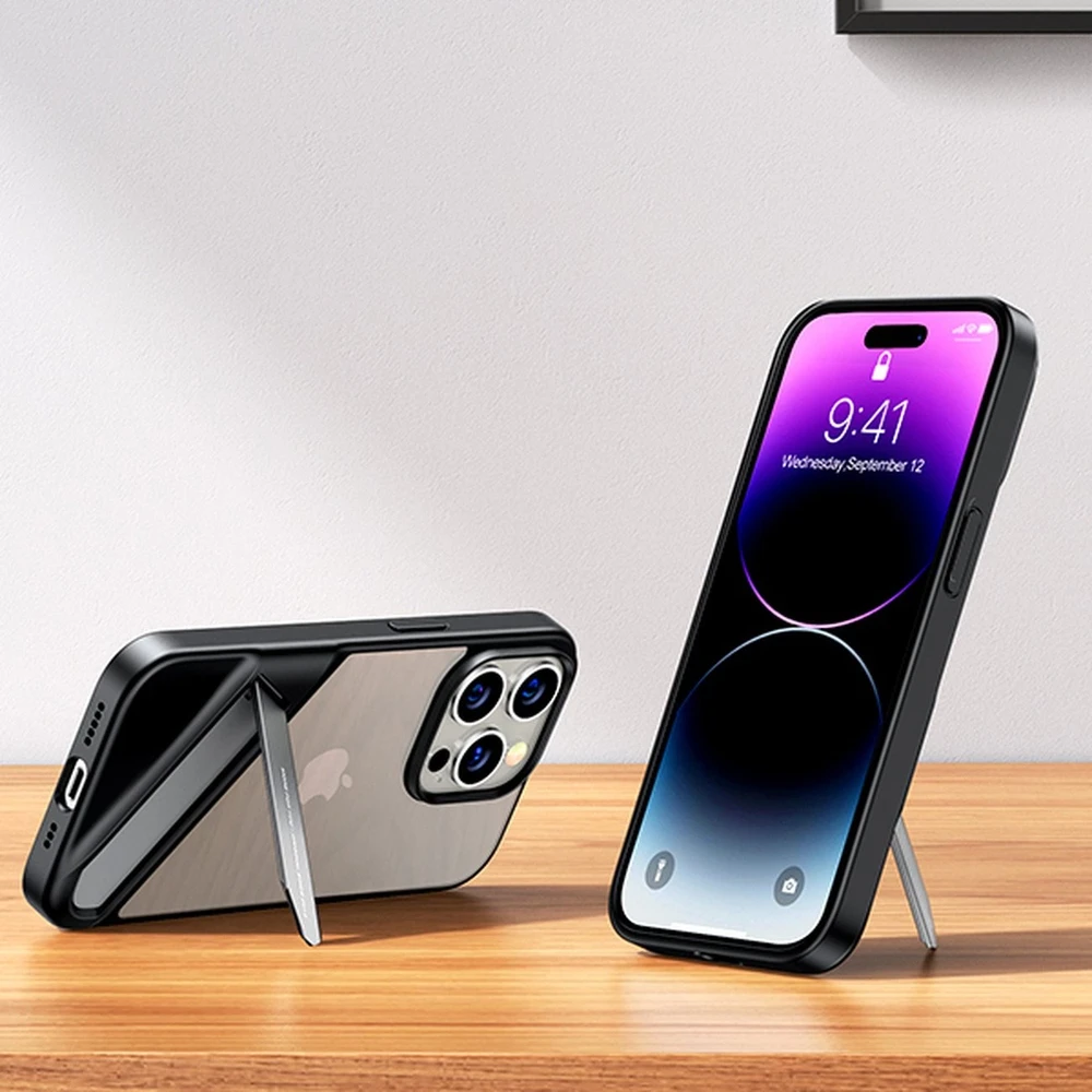 Ugreen Udėklas telefonui žalios spalvos LP635 Kickstand Protective Hard with Gel Frame and Built-in su stoveliu Apple iPhone 14 Pro dėklas telefonui juodos spalvos (90926)