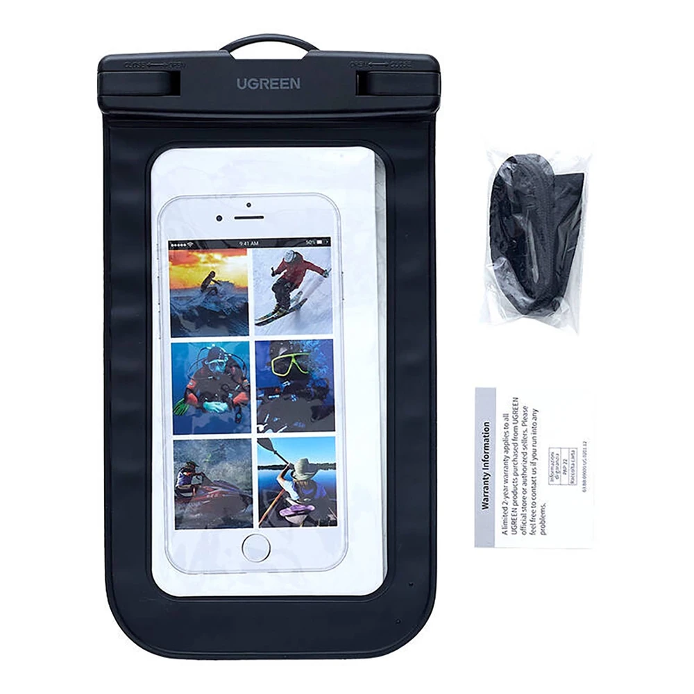 Ugreen LP716 Atsparus vandeniui Cell Phone Dėklas su IPX8 - juodos spalvos