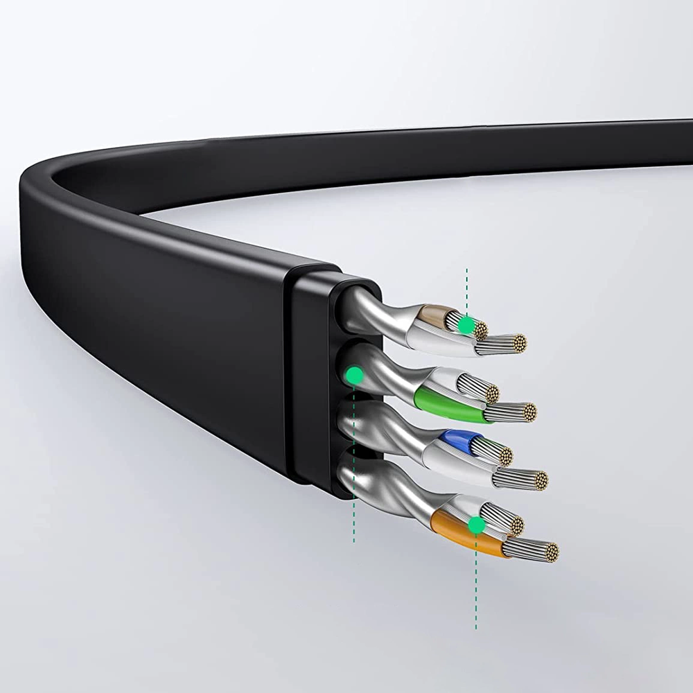 UGREEN Ethernet plokščias kabelis RJ45 Cat.6 UTP 0.5m - Juodas