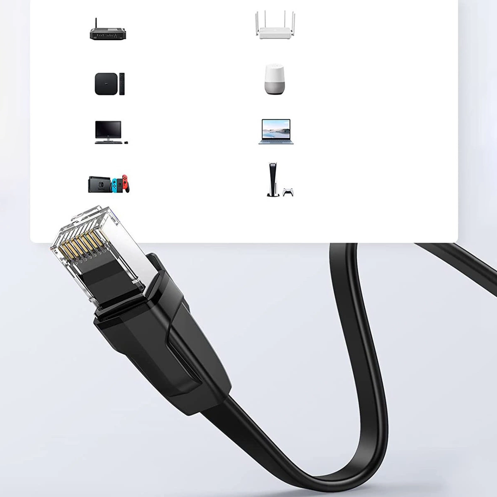 UGREEN Ethernet plokščias kabelis RJ45 Cat.6 UTP 0.5m - Juodas