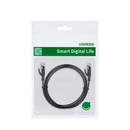 UGREEN Ethernet RJ45 plokščiojo tinklo kabelis, Cat.6, UTP, 15m (juodas)