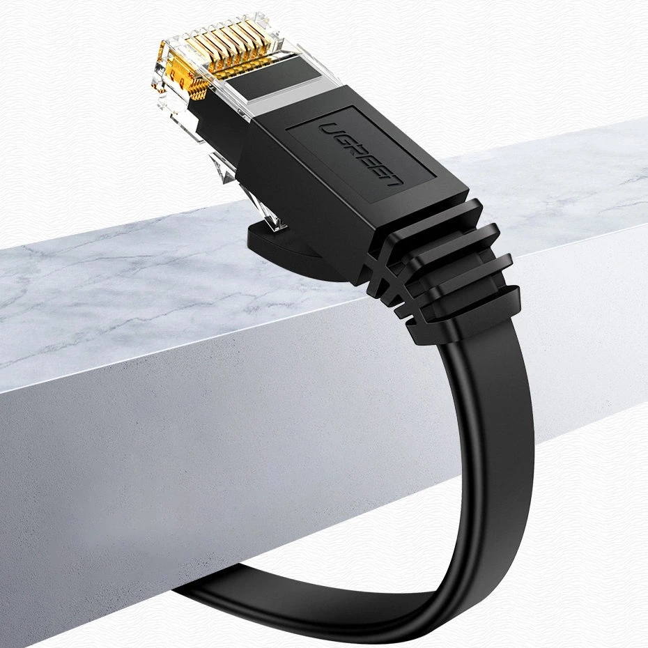 UGREEN Ethernet RJ45 plokščiojo tinklo kabelis, Cat.6, UTP, 15m (juodas)