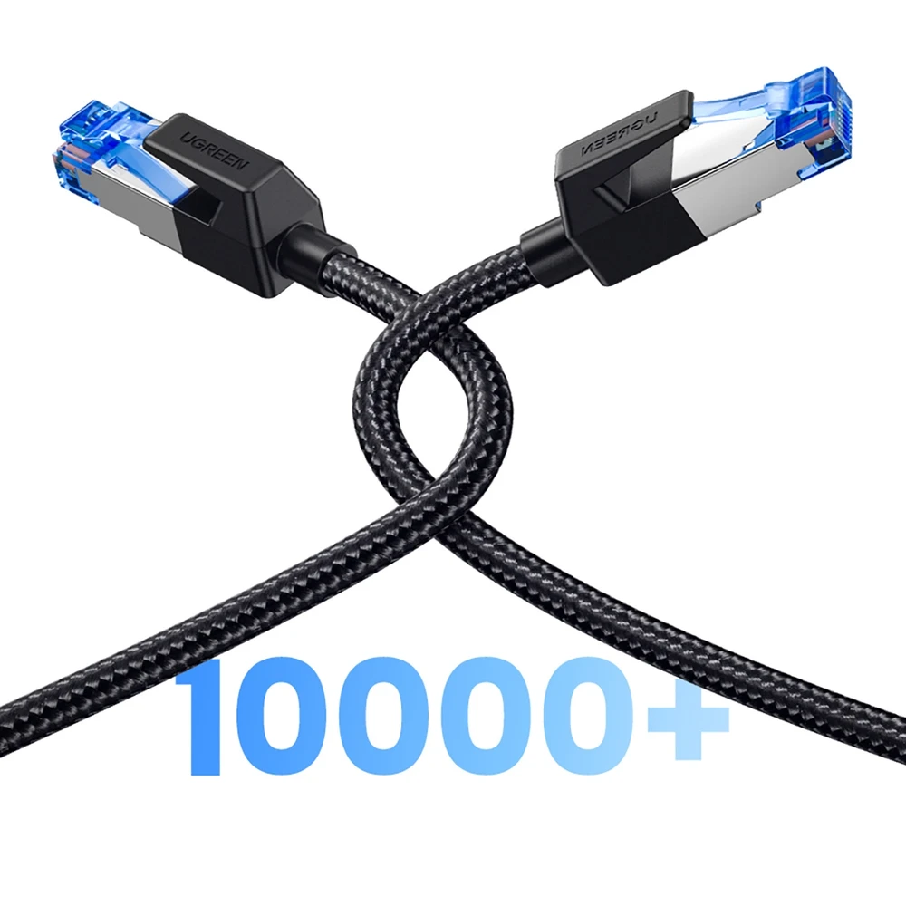 UGREEN NW153 pintas tinklo kabelis, Ethernet RJ45, 8 kat., F / FTP, 1.5 m (juodas)