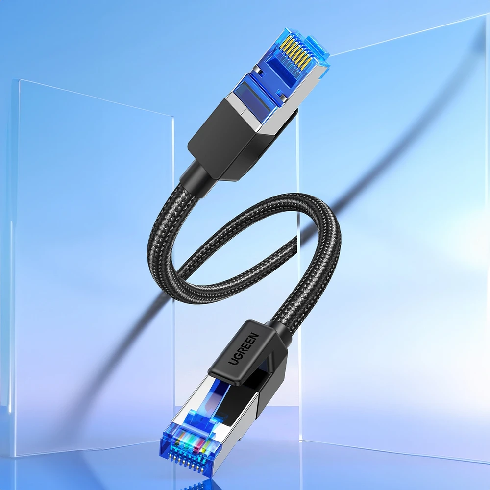 UGREEN NW153 pintas tinklo kabelis, Ethernet RJ45, 8 kat., F / FTP, 1.5 m (juodas)