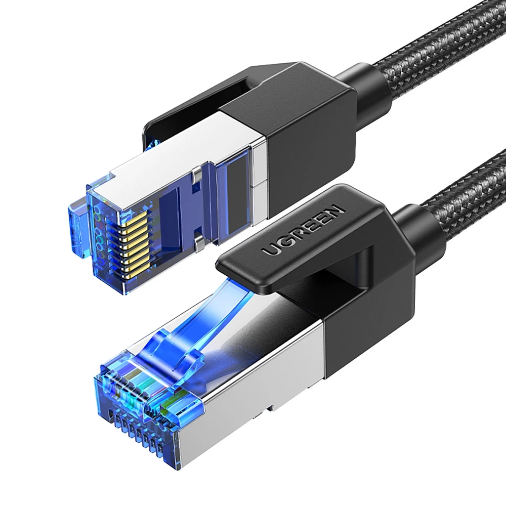 UGREEN NW153 pintas tinklo kabelis, Ethernet RJ45, 8 kat., F / FTP, 1.5 m (juodas)