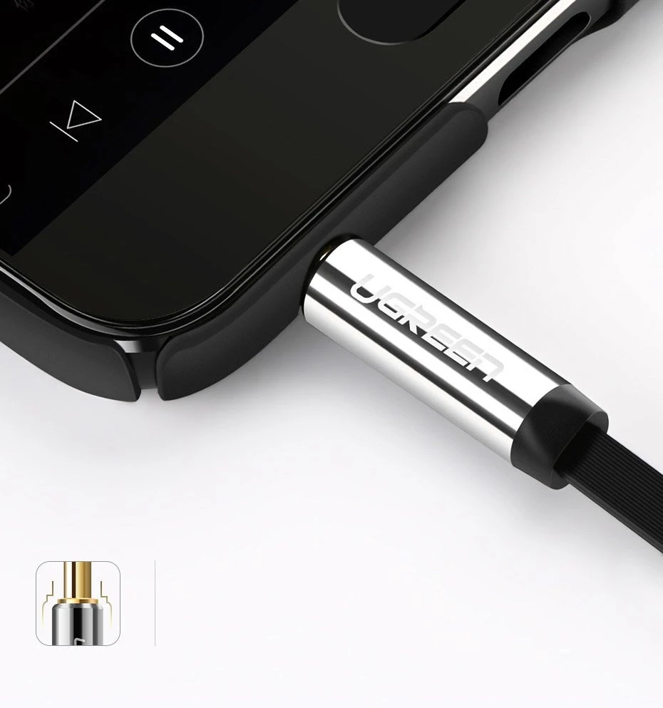 UGREEN Mini AUX 3.5mm kampinis kabelis 2m