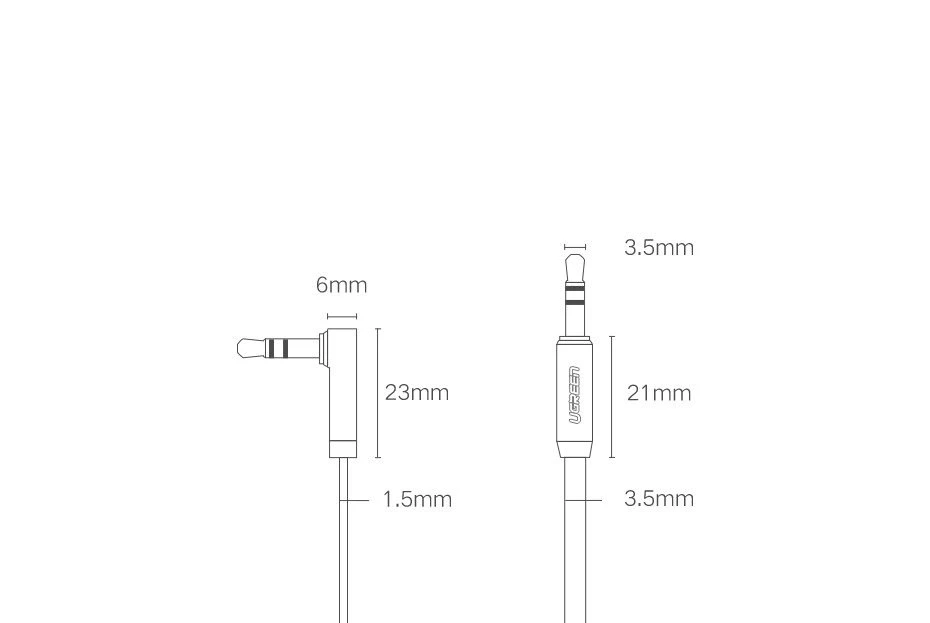 UGREEN Mini AUX 3.5mm kampinis kabelis 2m