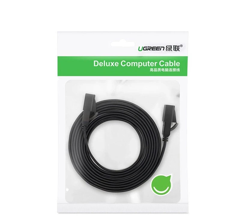 Plokščias tinklo kabelis UGREEN NW106 Ethernet RJ45, Cat.7, STP, 10m (juodas)