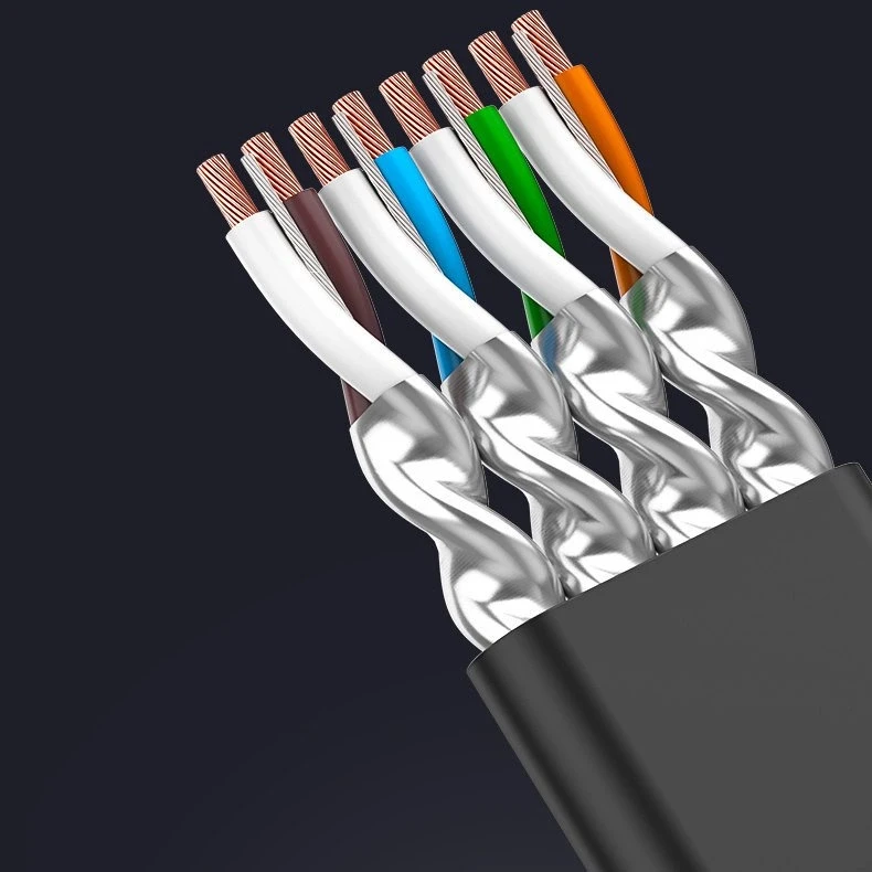 UGREEN NW106 Ethernet RJ45 Plokščias tinklo kabelis, Cat.7, STP, 3m (juodas)