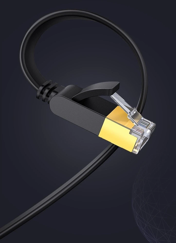 UGREEN NW106 Ethernet RJ45 Plokščias tinklo kabelis, Cat.7, STP, 3m (juodas)