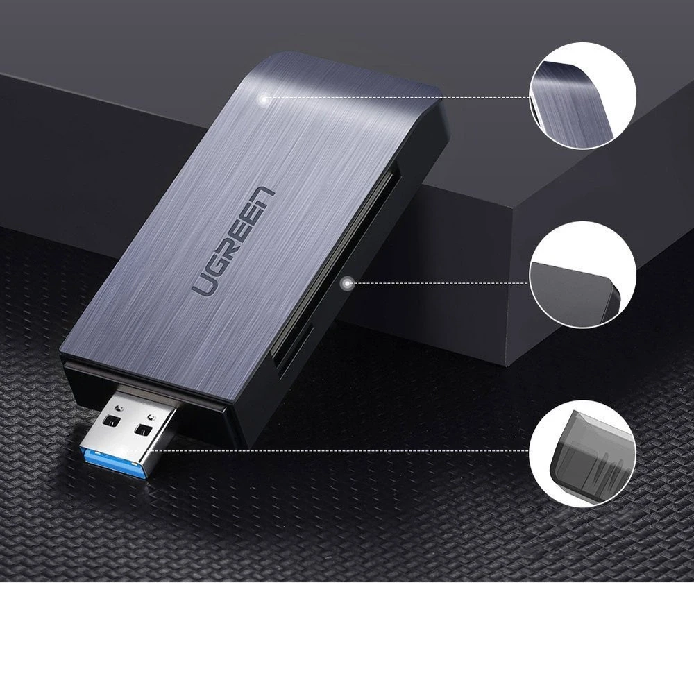 UGREEN USB Adapteris 4 in1 card reader SD + Micro SD (sidabrinis)