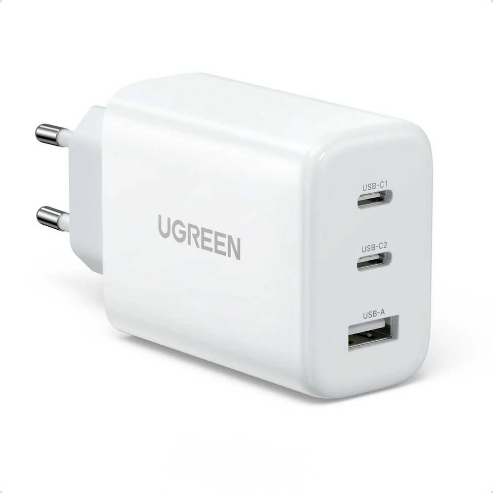 Sieninis įkroviklis UGREEN CD275, 2x USB-C, 1x USB, 65W (balta)