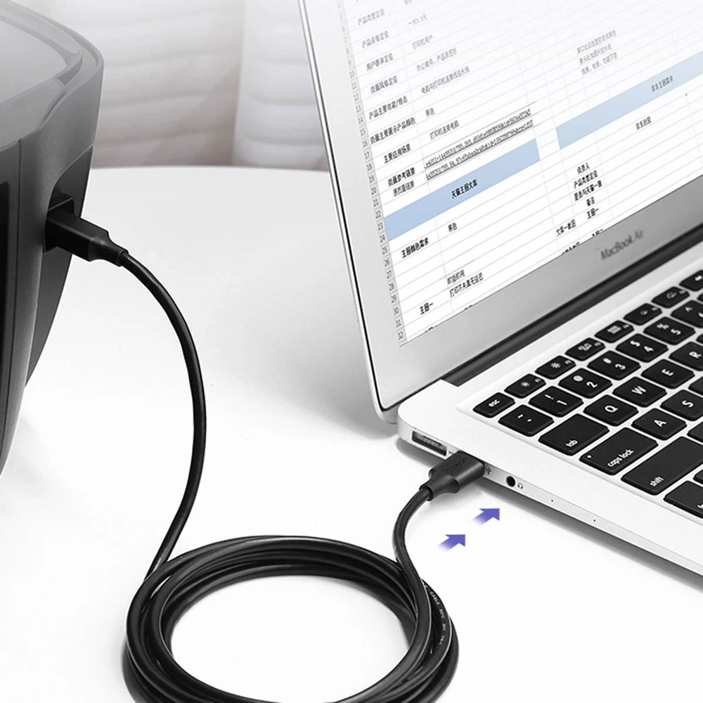 UGREEN US135 USB 2.0 AB spausdintuvo kabelis 5m - Juodas