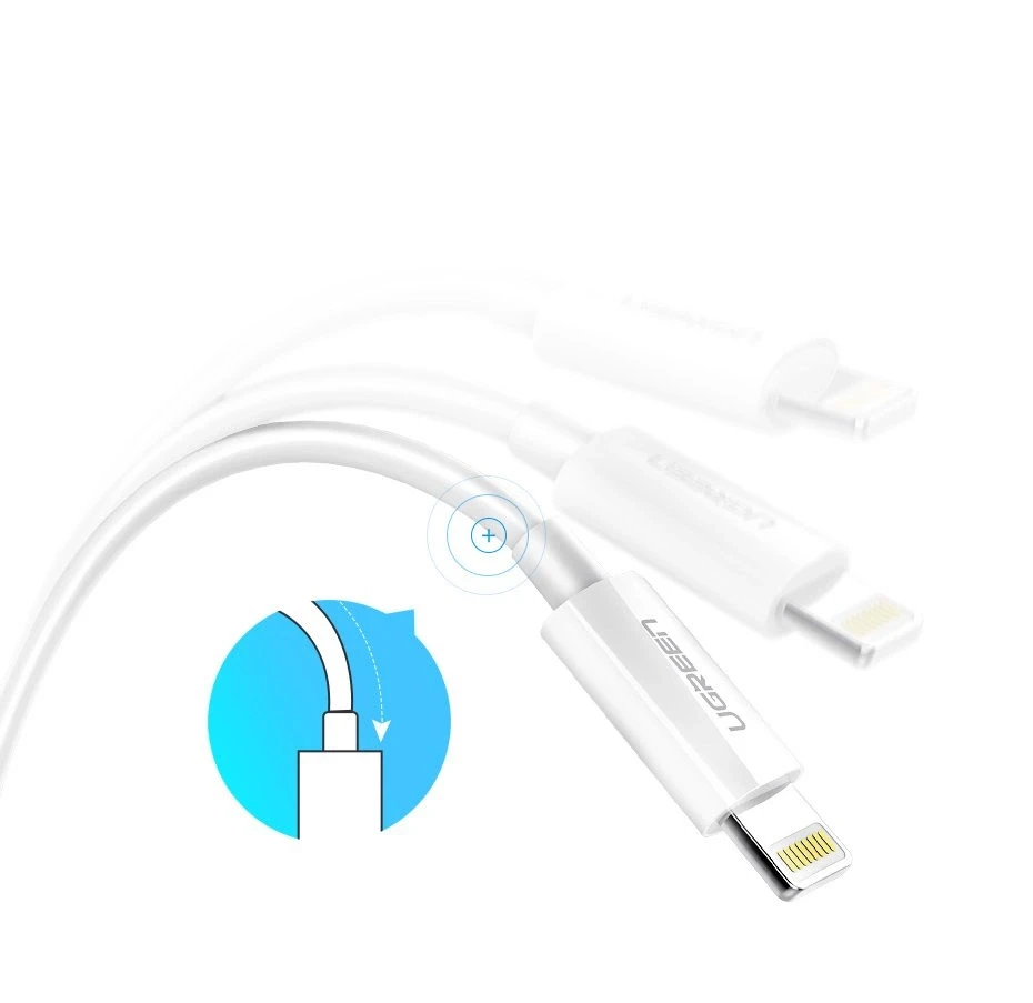 UGREEN nikeliuotas USB - Lightning laidas MFi 1m