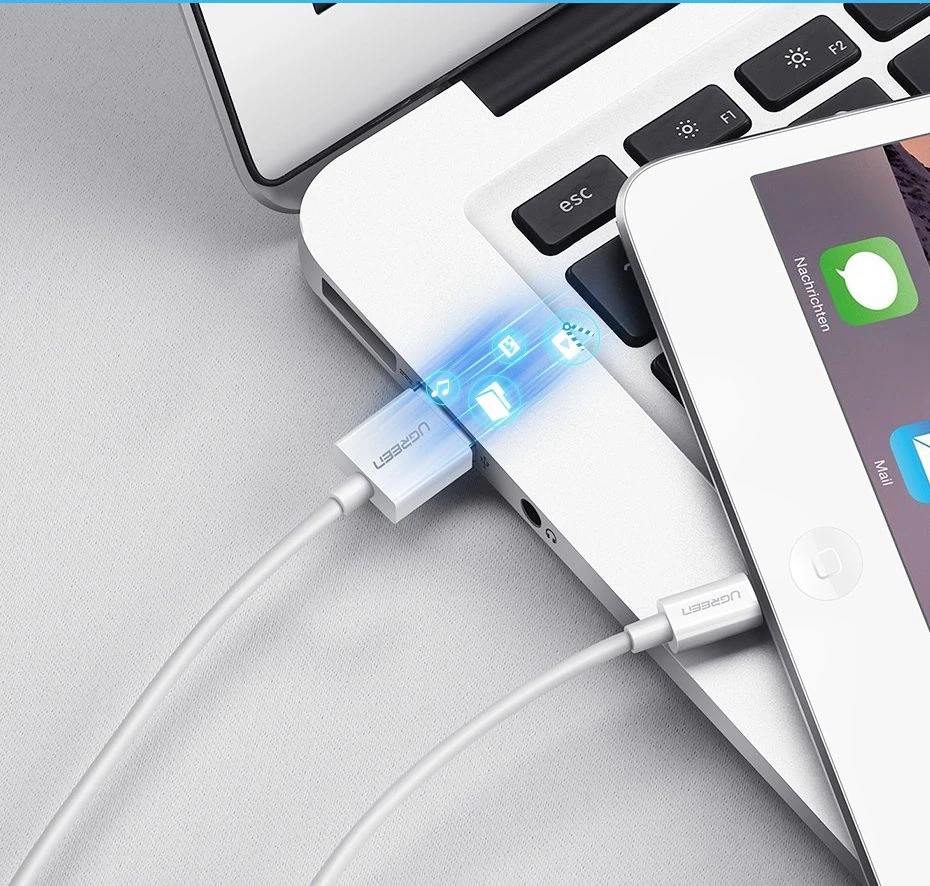UGREEN nikeliuotas USB - Lightning laidas MFi 1m