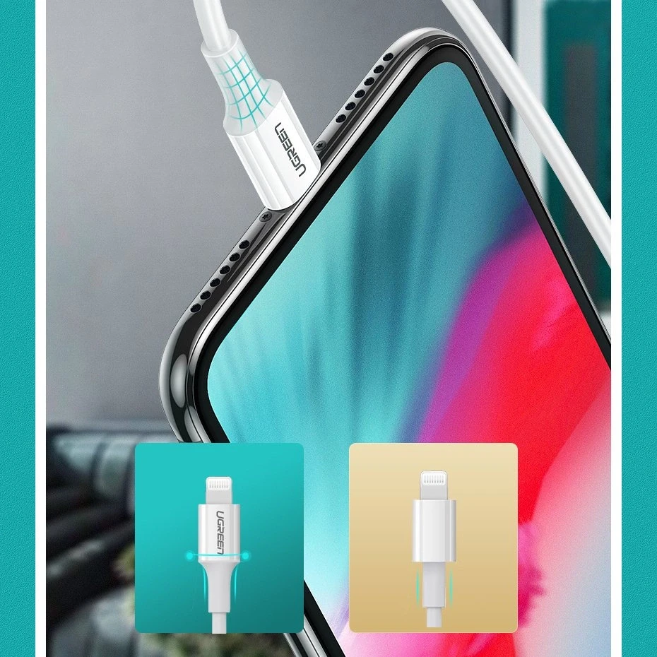 USB laidas Ugreen US171 MFi USB-C iki Lightning 3A 1.0m baltas