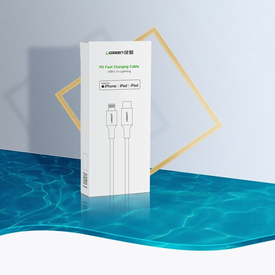 USB laidas Ugreen US171 MFi USB-C iki Lightning 3A 1.0m baltas