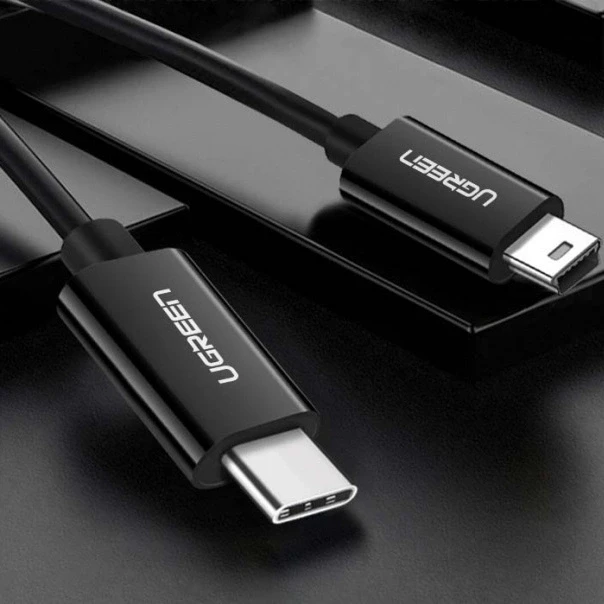 Ugreen US242 USB-C (male) / mini USB (male) kabelis 1 m - juodos spalvos