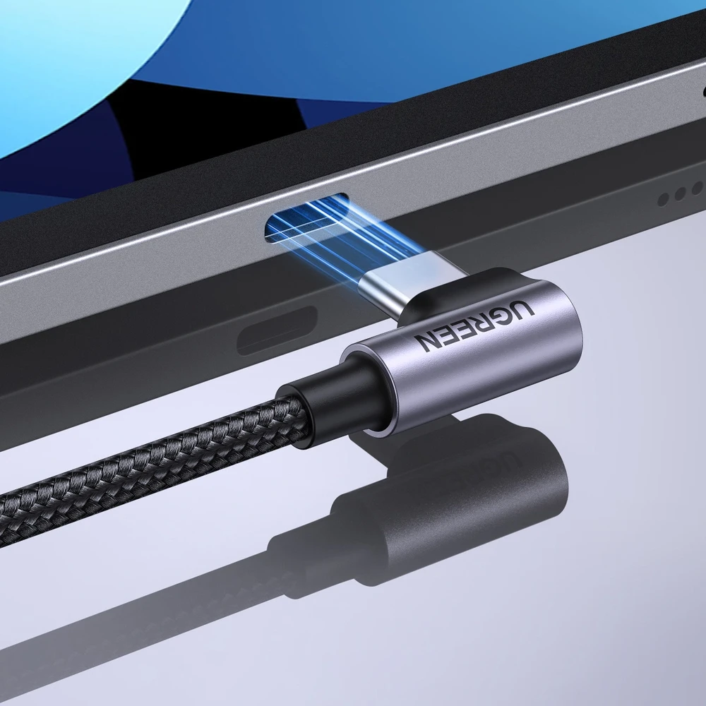 UGREEN US255 USB-C į USB-C alkūninis kabelis, 3A, 60W, 0.5 m (juodas)