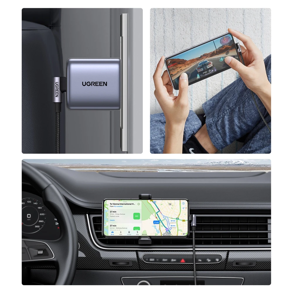 UGREEN US255 USB-C į USB-C alkūninis kabelis, 3A, 60W, 0.5 m (juodas)