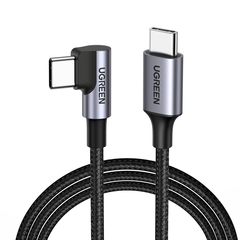 UGREEN US255 USB-C į USB-C alkūninis kabelis, 3A, 60W, 0.5 m (juodas)