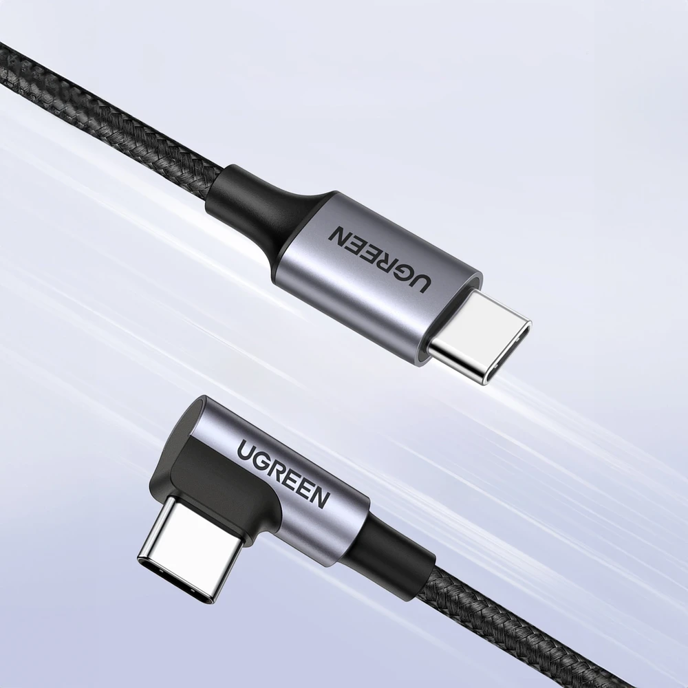 UGREEN US255 USB-C į USB-C alkūninis kabelis, 3A, 60W, 0.5 m (juodas)