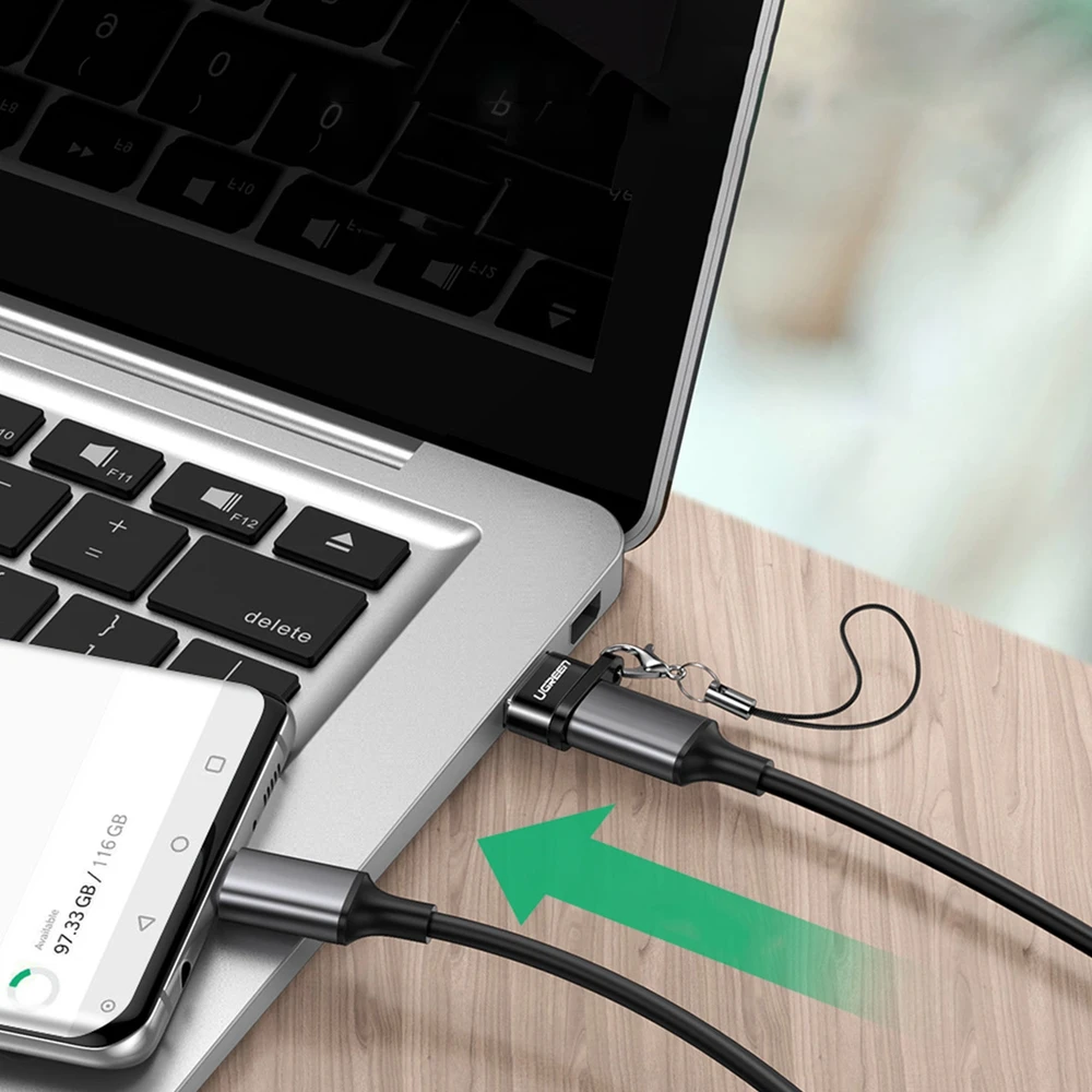 UGREEN US280 USB-C - USB-A 2.0 USB adapteris, juodos spalvos