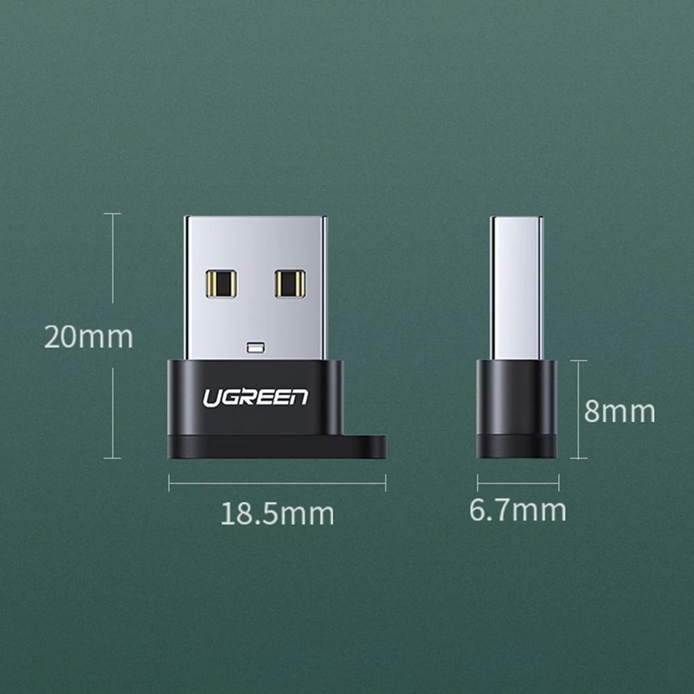 UGREEN US280 USB-C - USB-A 2.0 USB adapteris, juodos spalvos