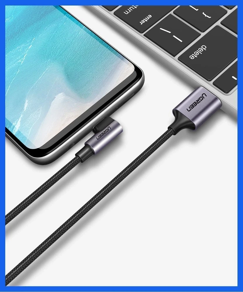 Kampinis USB-C kabelis UGREEN 3A Quick Charge 3.0 1m